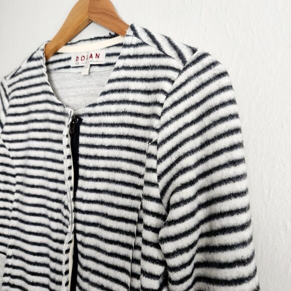 Dolan Anthropologie Left Coast Collection Striped Brushed Fleece Moto Jacket - Picture 7 of 14